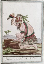 Inboorling van Nieuw-Caledonië, gegraveerd door J. Laroque, 1796